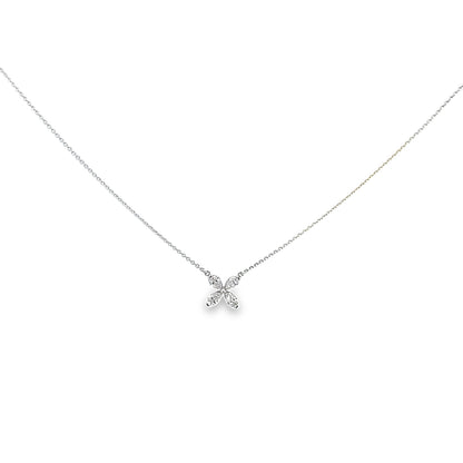 0.65 Carat Flower Shape Diamond Pendant Necklace in 18K White Gold | SEA Wave Diamonds