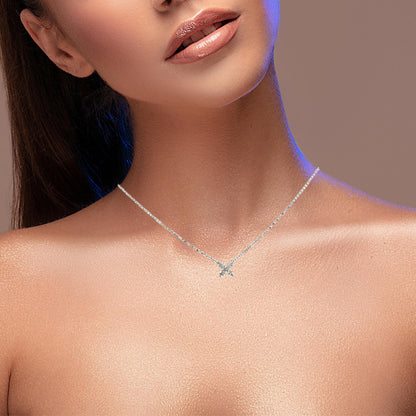 0.65 Carat Flower Shape Diamond Pendant Necklace in 18K White Gold | SEA Wave Diamonds