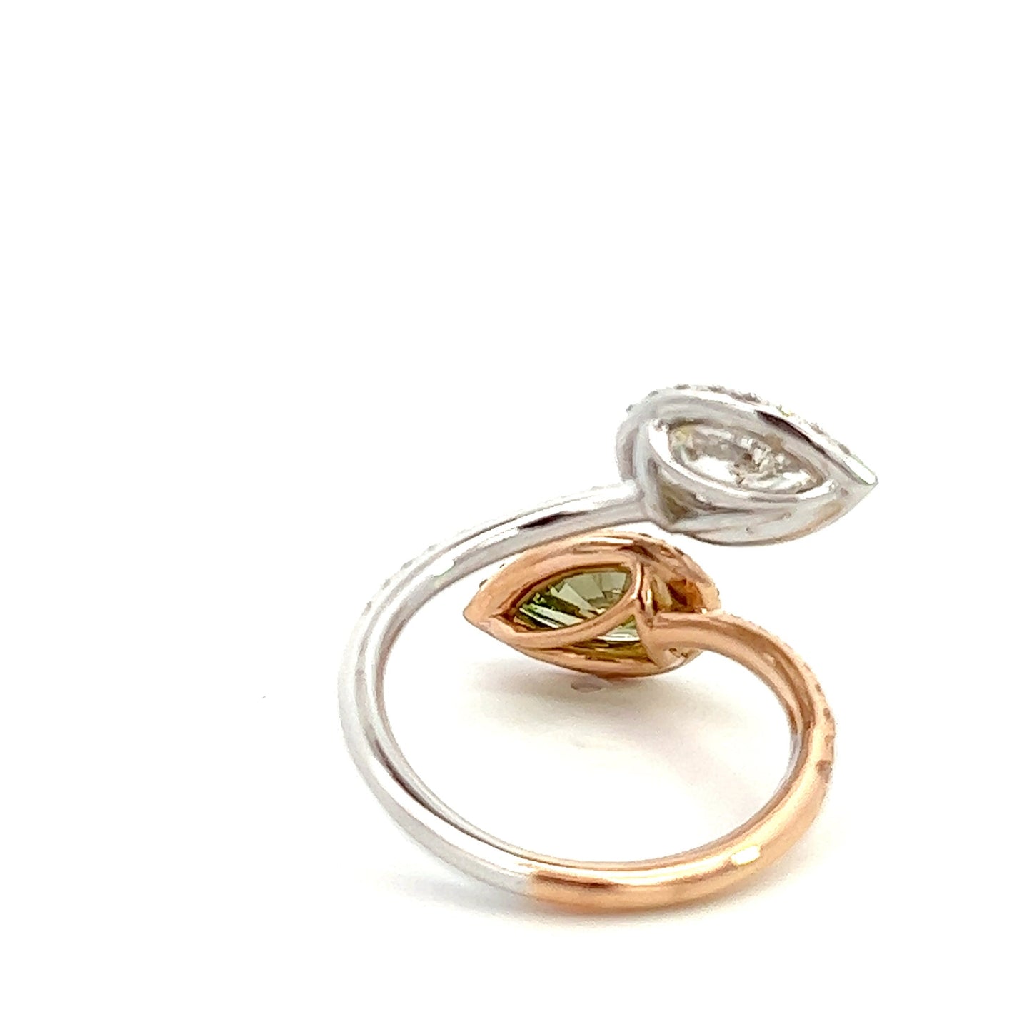 2.84 Total CT Earth Green Pear Brilliant Diamond 18K Rose&White Gold Setting GIA