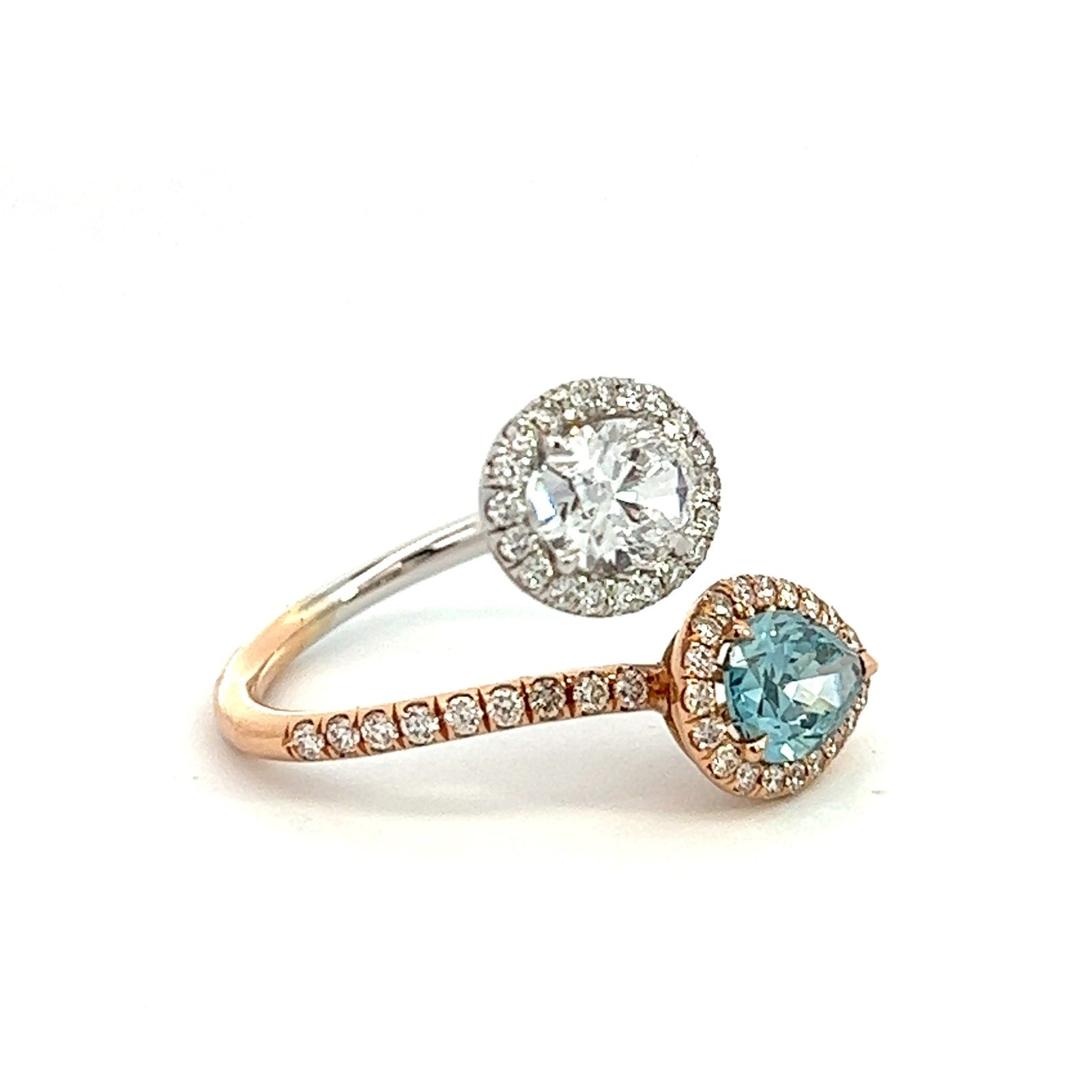 2.82 CT Total Weight Earth Fancy Blue PEAR Diamond 18k Rose&White Gold Setting