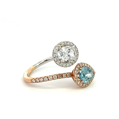 2.82 CT Total Weight Earth Fancy Blue PEAR Diamond 18k Rose&White Gold Setting