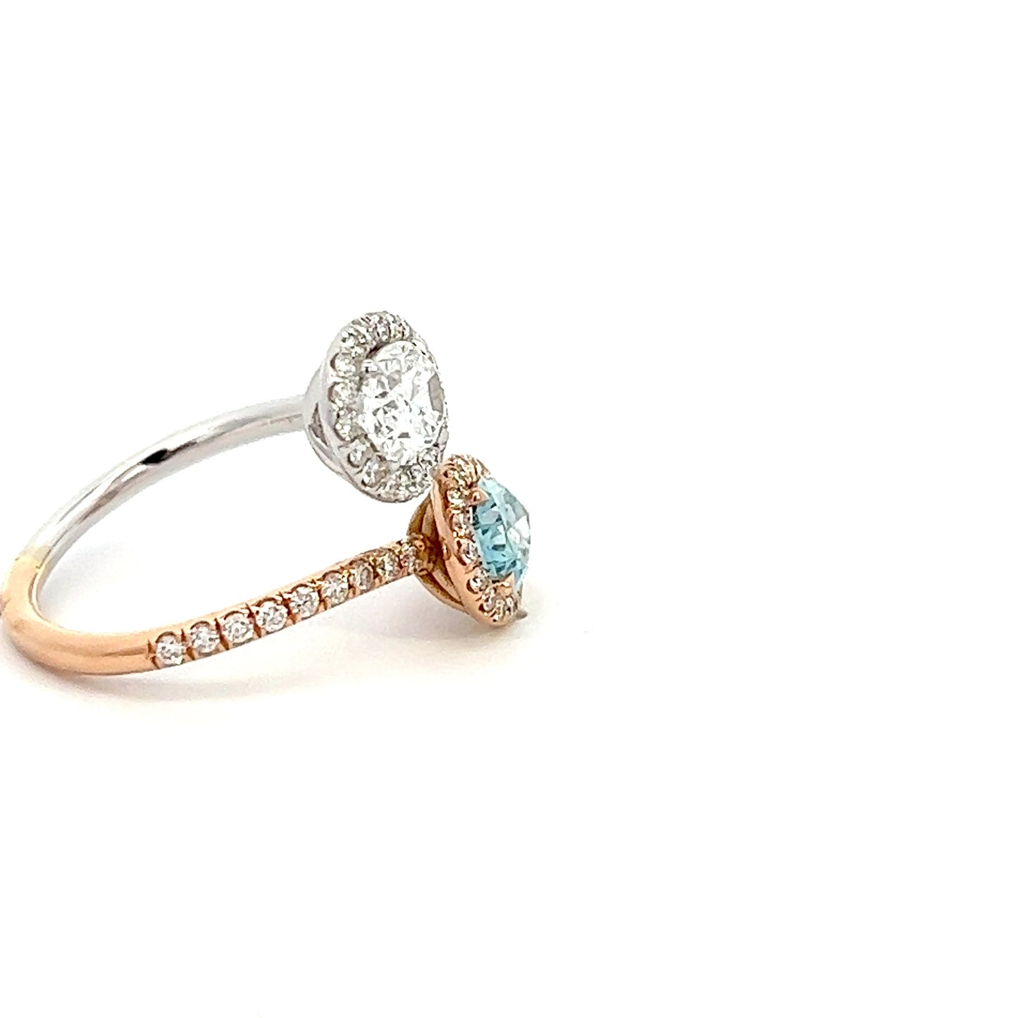 2.82 CT Total Weight Earth Fancy Blue PEAR Diamond 18k Rose&White Gold Setting