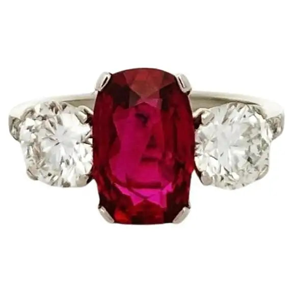 Platinum 3 stone Ruby Ring