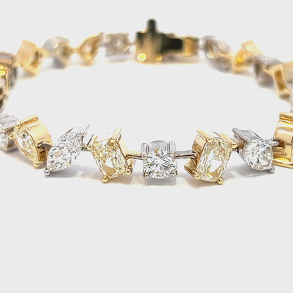 "BRAC10160" 13.12CT Total weight Multi-shape Diamond Bracelet, Set in 18KY/W Gold