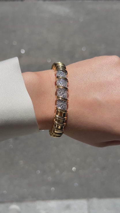 2.08CT Roberto Coin Nabucco Diamond Flex Bangle Bracelet, 18K Yellow Gold