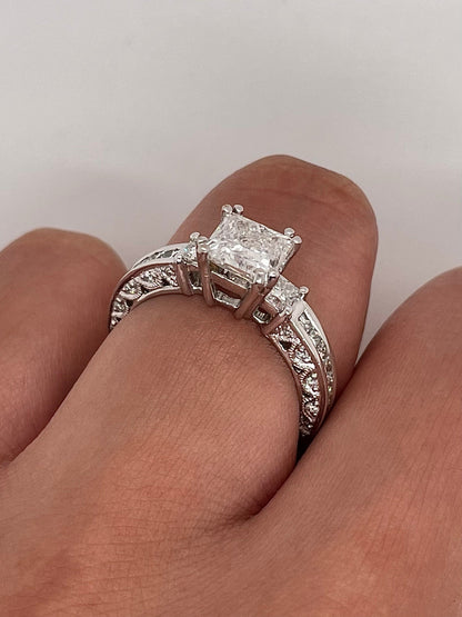 2.52 Total Carat Princess Cut Three-Stone Channel Engagement Ring G SI2
