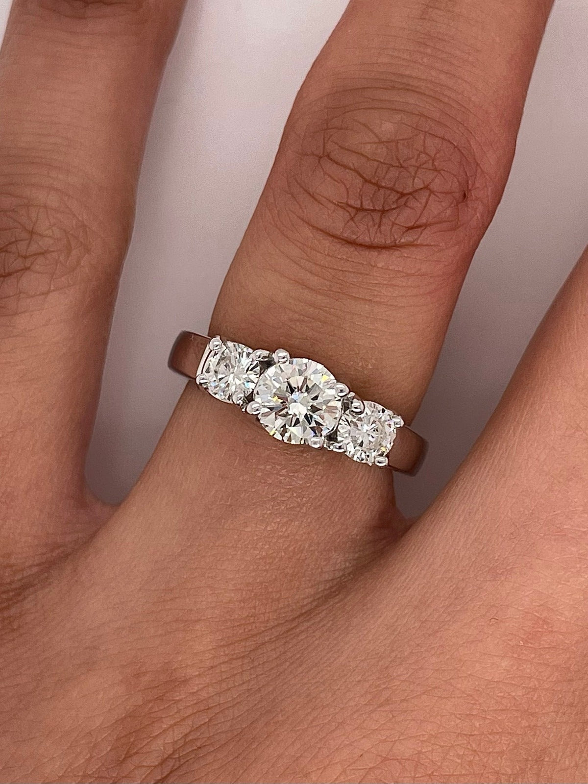 1.25 Carat Round Diamond Three Stone Engagement Ring