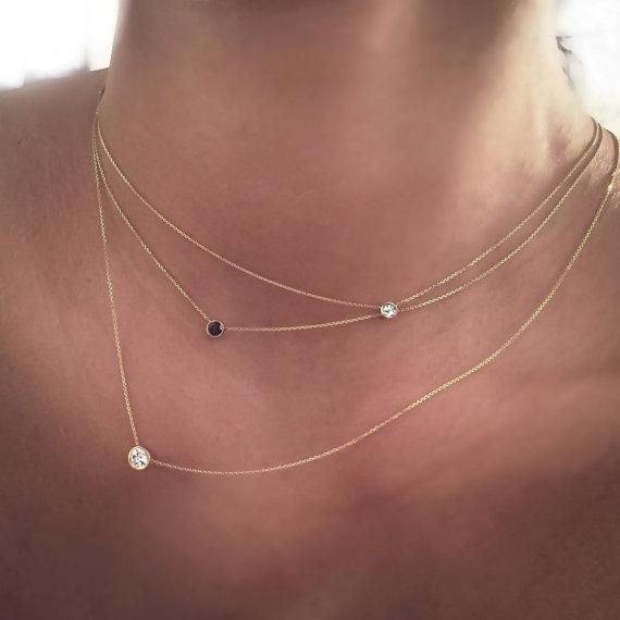 "PEND01691" Single Sapphire Necklace 18K White Gold PEND01691