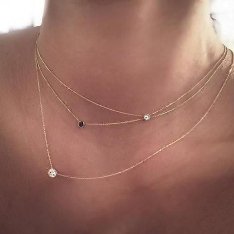 "PEND01688" Single Diamond Necklace in 18K Rose Gold