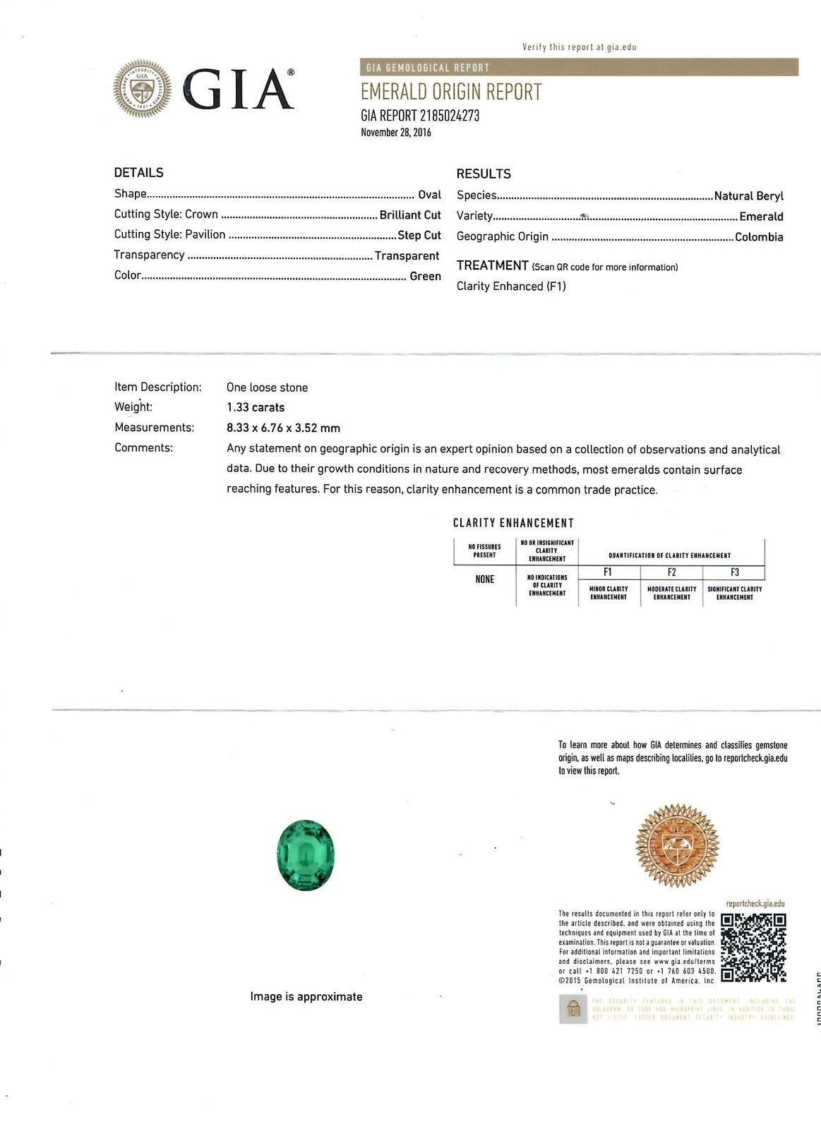 1.66 Total Carat Green Emerald and Diamond Ladies Ring, GIA
