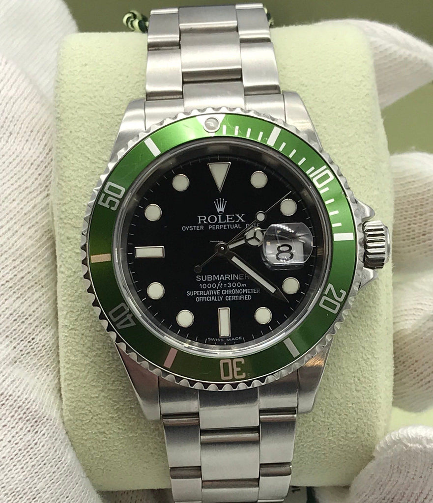 Rolex Submariner with Green Bezel Kermit 40mm Automatic with Box Papers  original receipts 16610LV Vintage