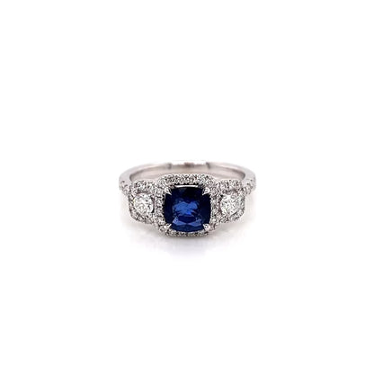 2.02 Total Carat Sapphire Diamond Engagement Ring