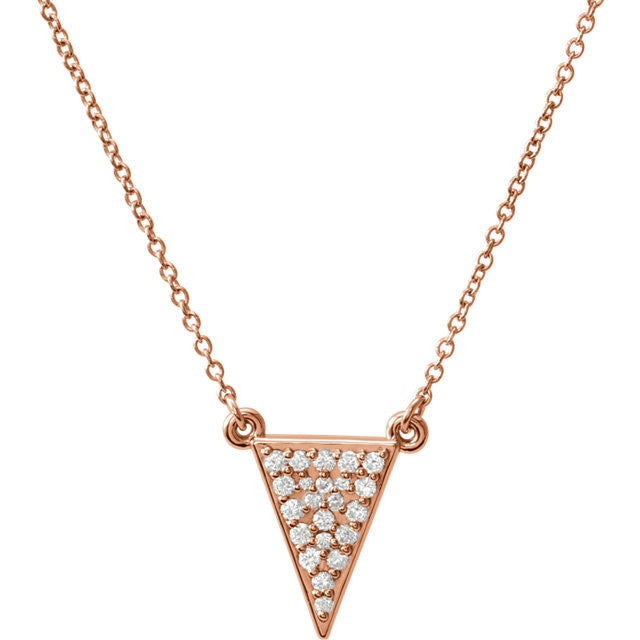 Triangle Pave Diamond 16.5" Necklace in 14K Rose or White Gold