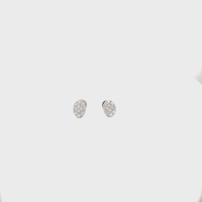 0.62 Carat Oval Cluster Diamond Earrings in White Gold