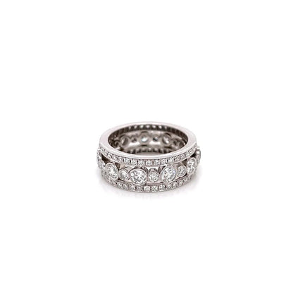 2.49 Total Carat Ladies Prong & Bezel-Set Diamond Band with Antique Milgrain