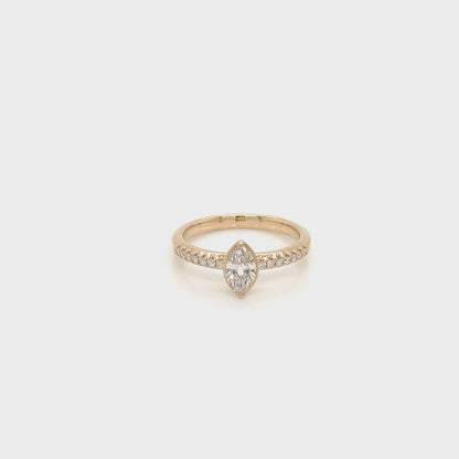 0.51 Total Carat Marquise Diamond Ladies Ring in Yellow Gold Band