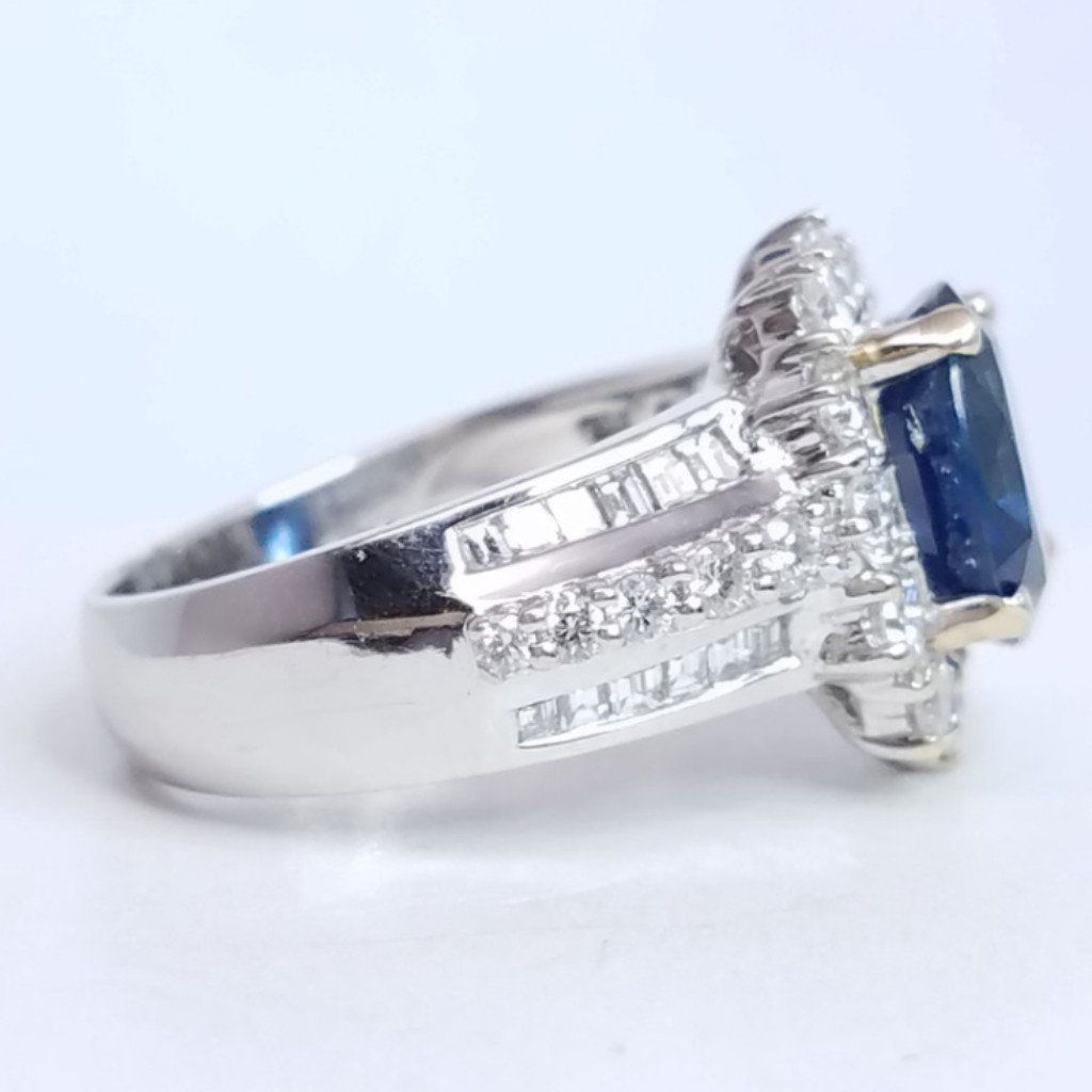 4.50 Total Carat Sapphire and Diamond Ladies Ring
