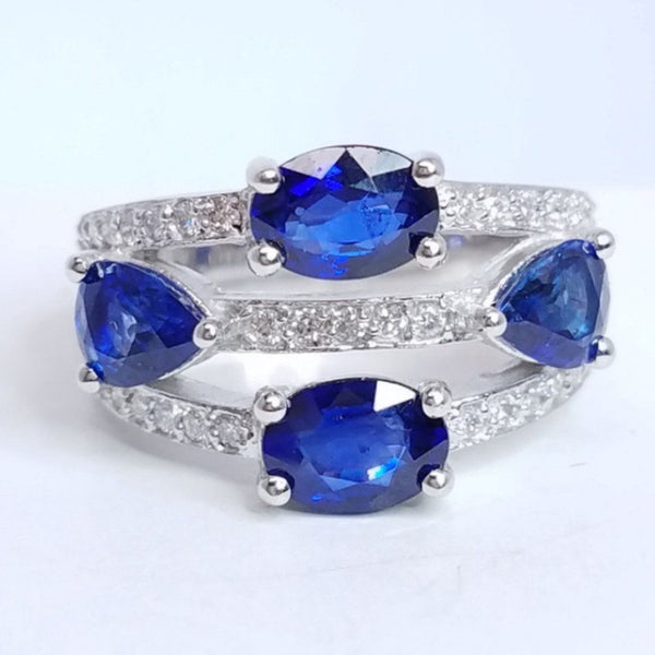 3.71 Total Carat Sapphire Diamond Ladies Ring