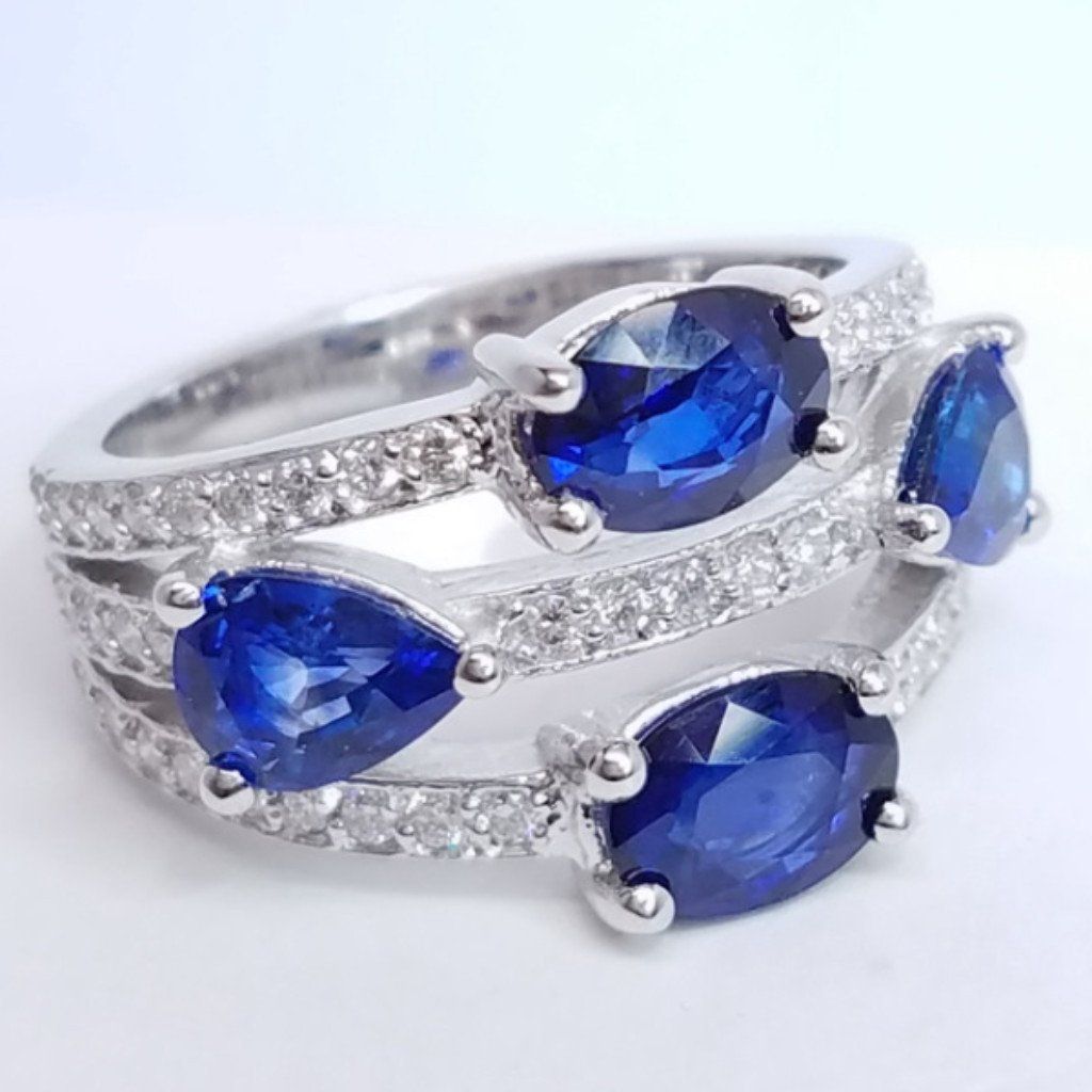 3.71 Total Carat Sapphire Diamond Ladies Ring