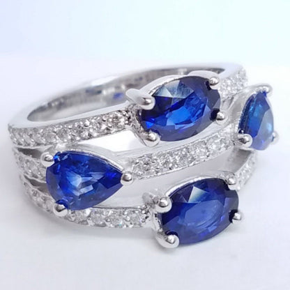3.71 Total Carat Sapphire Diamond Ladies Ring