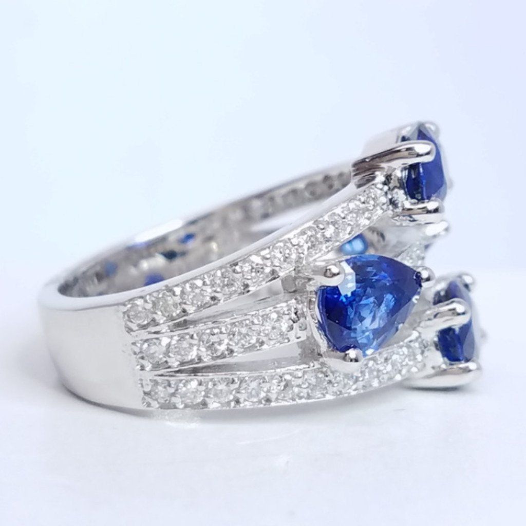 3.71 Total Carat Sapphire Diamond Ladies Ring