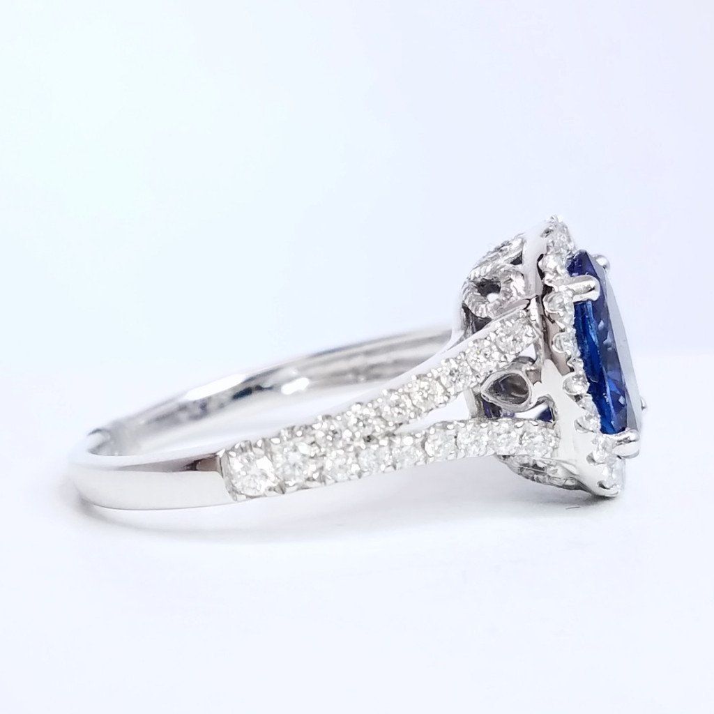 "ENGR02839" Sapphire Split Shank Diamond Ring