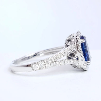 "ENGR02839" Sapphire Split Shank Diamond Ring