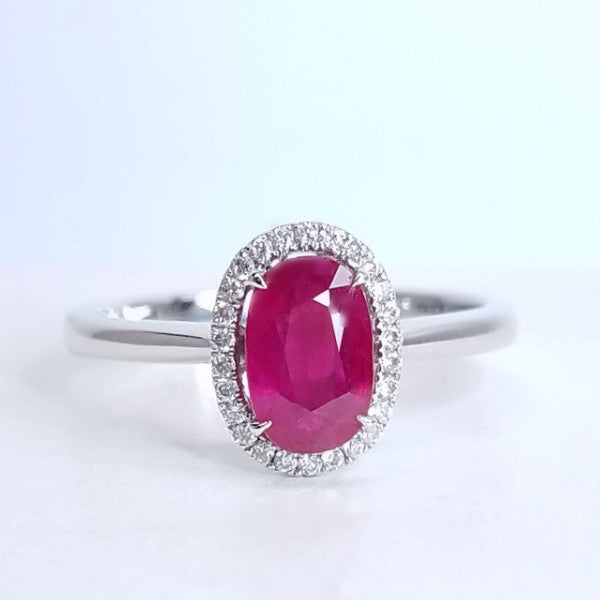 "ENGR02438" Oval Ruby Diamond Ring