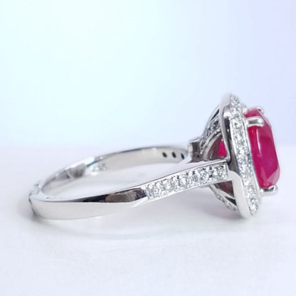 "ENGR01820" Diamond Ruby Halo Set Gem Ring