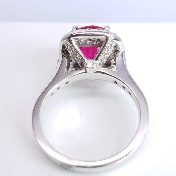 "ENGR01820" Diamond Ruby Halo Set Gem Ring