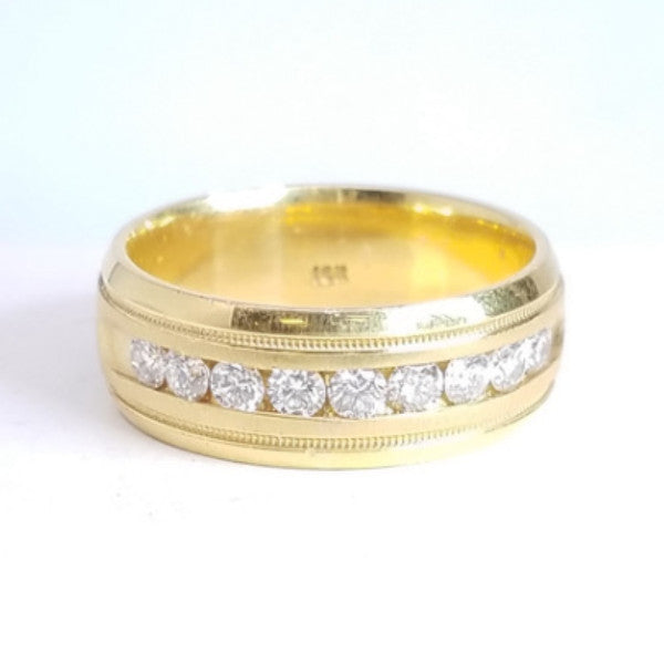 "MENRG01062" 9 Stone Diamond Band in 18K Yellow Gold 0.71 ct. tw.