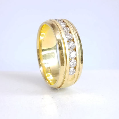"MENRG01062" 9 Stone Diamond Band in 18K Yellow Gold 0.71 ct. tw.