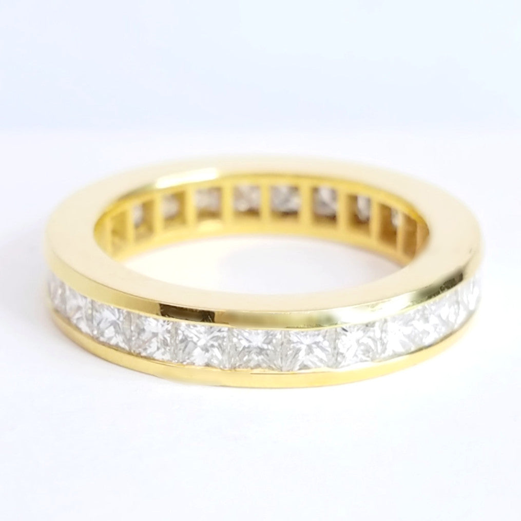 "ETNBD01840" Princess Cut Diamond Eternity Band in 18K Yellow Gold