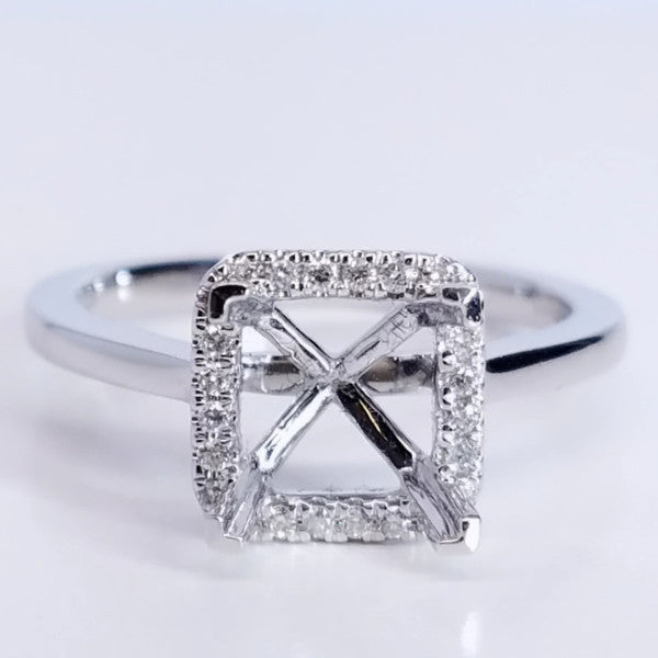 "ENGR03109" Diamond Halo Setting For A Princess Cut Diamond