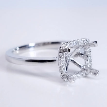 "ENGR03109" Diamond Halo Setting For A Princess Cut Diamond