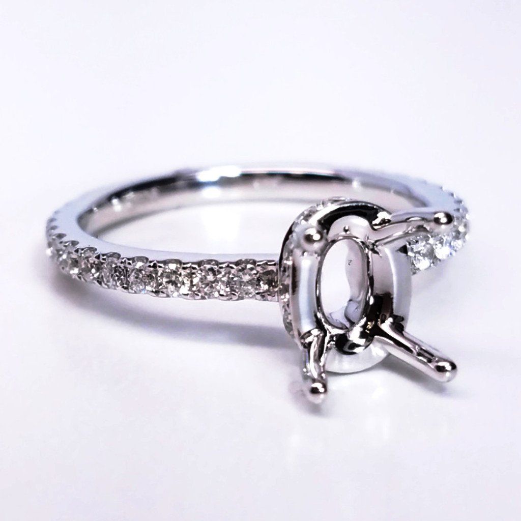 "ENGR03101" Pave Wrap Oval Solitaire Diamond Engagement Ring Setting