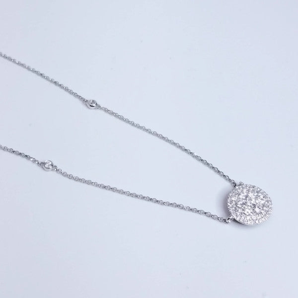 "NECK01114" Cluster Pave Diamond Pendant On A Diamond By The Yard Chain