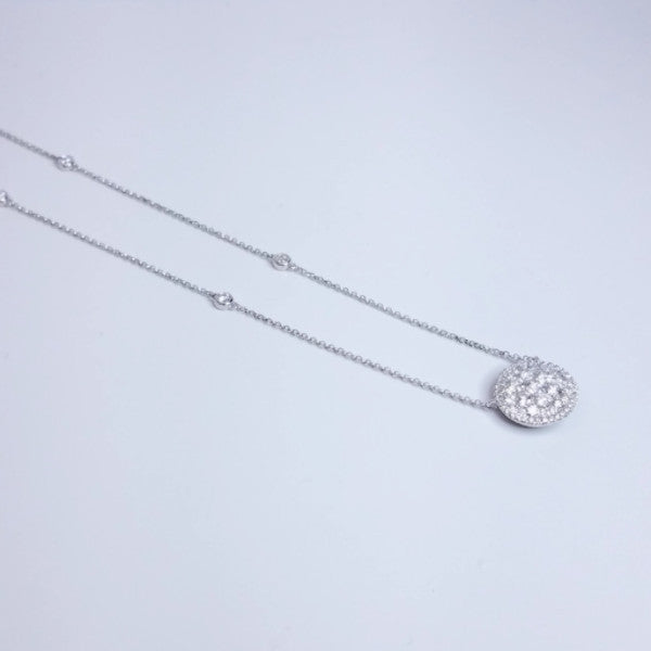Pave Diamond Pendant Necklace On A Diamond By The Yard Chain