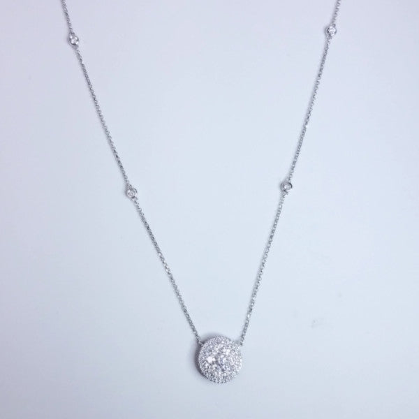 Pave Diamond Pendant Necklace On A Diamond By The Yard Chain