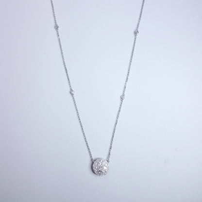 "NECK01114" Cluster Pave Diamond Pendant On A Diamond By The Yard Chain