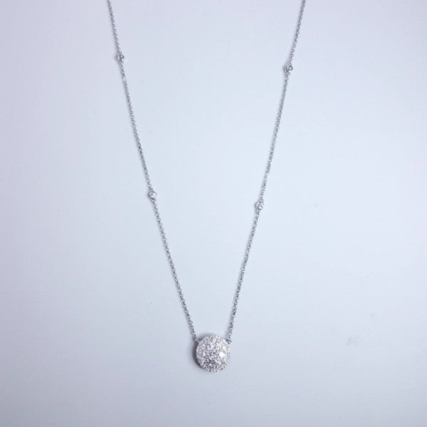 "NECK01114" Cluster Pave Diamond Pendant On A Diamond By The Yard Chain
