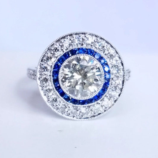 "ENGR02613" Round Engagement & Sapphire Accented Ring