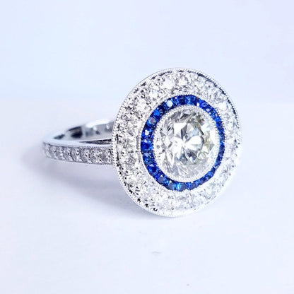 "ENGR02613" Round Engagement & Sapphire Accented Ring