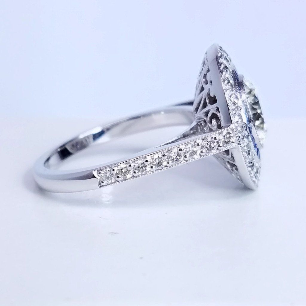 "ENGR02613" Round Engagement & Sapphire Accented Ring