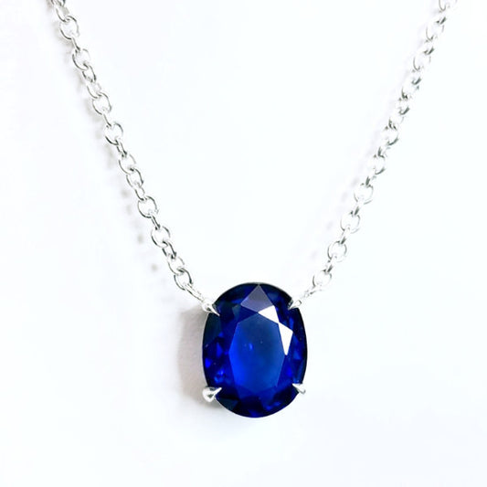 "PEND01452" Solitaire Sapphire Pendant On A Chain