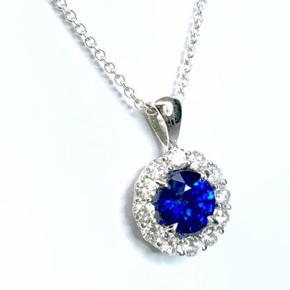 "PEND01478" Round Sapphire Pendant With Diamonds