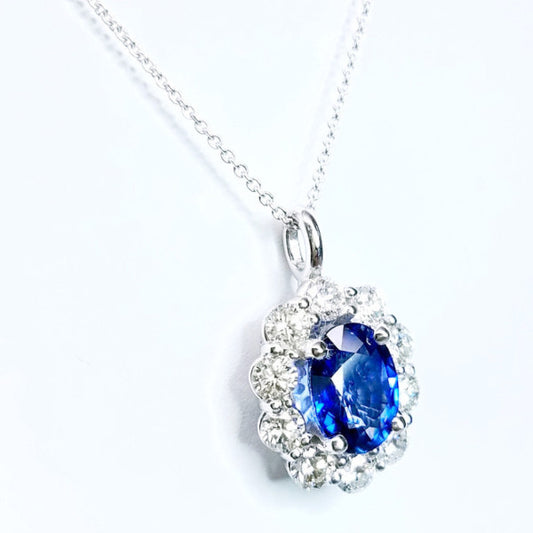 "PEND01572" Sapphire Diamond Pendant On A Chain