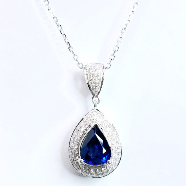 "PEND01359" Sapphire and Diamond Pendant On A Chain