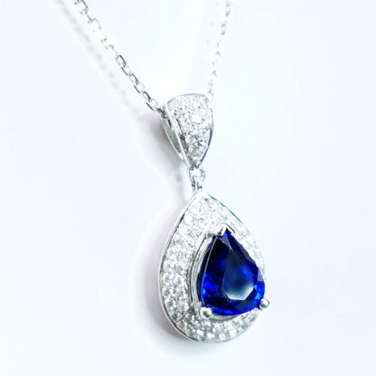 "PEND01359" Sapphire and Diamond Pendant On A Chain