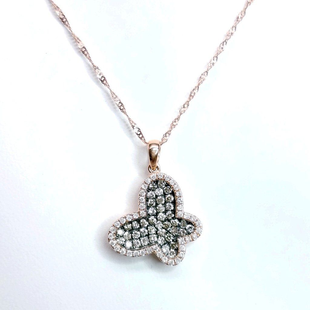 Rose Gold Diamond Butterfly Pendant Necklace